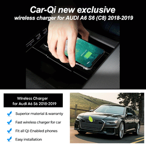 CarQiWireless Wireless Charger for Audi A6 S6 (C8) 2018-2019, Special Phone Charging Accessories