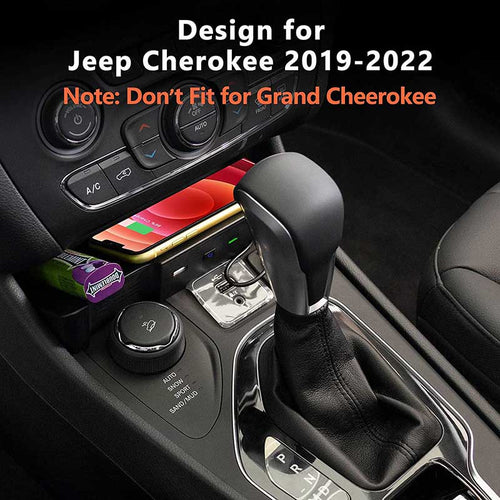 CarQiWireless Wireless Charger for Jeep Cherokee 2019-2022 with USB Port, Wireless Phone Charging Pad for Cherokee Accessories 2019 2020 2021 2022