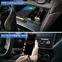 Load image into Gallery viewer, CarQiWireless Wireless Charger for Subaru Crosstrek Accessories 2018-2022, Wireless Charging Pad Center Console Organizer for Subaru Crosstrek Accessories 2022 2021 2020 2019 2018