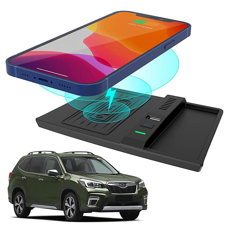 CarQiWireless Wireless Charger for Subaru Forester 2019-2022, Center Console Organizer Wireless Charging Pad for Subaru Crosstrek 2018-2021