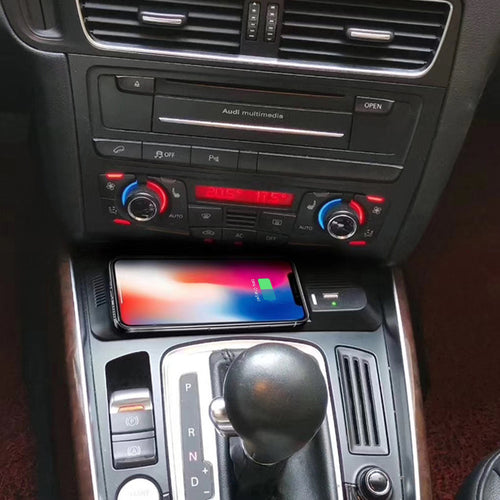 audi phone box with wireless charging and signal booster Car Charger for A6 S6 RS6 A7 S7 RS7 2019 2020 2021 2022 All Models, 15W Qi Fast Charger Pad for Audi A6/A7 Center Console Accessory Panel Wireless Charger Bank - AUDI