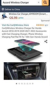CarQiWireless Wireless Charger Pad for Honda Accord 2018-2022