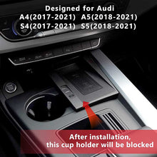 Load image into Gallery viewer, CarQiWireless Wireless Charger for Audi A4 (B9) A5 S4 S5 A4 Allroad A4 Quattro 2018-2022， Wireless Charging Pad Center Console Organizer for Audi A4 A5 Accessories 2022 2021 2020 2019 2018