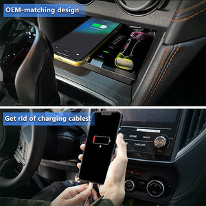 CarQiWireless Wireless Charger for Subaru Crosstrek Accessories 2018-2022, Wireless Charging Pad Center Console Organizer for Subaru Crosstrek Accessories 2022 2021 2020 2019 2018