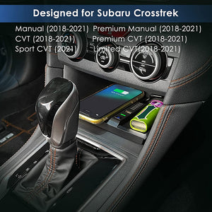 CarQiWireless Wireless Charger for Subaru Crosstrek Accessories 2018-2022, Wireless Charging Pad Center Console Organizer for Subaru Crosstrek Accessories 2022 2021 2020 2019 2018