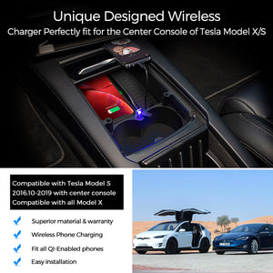 CarQiWireless Wireless Charging Tray Storage Box for Tesla Model S / X